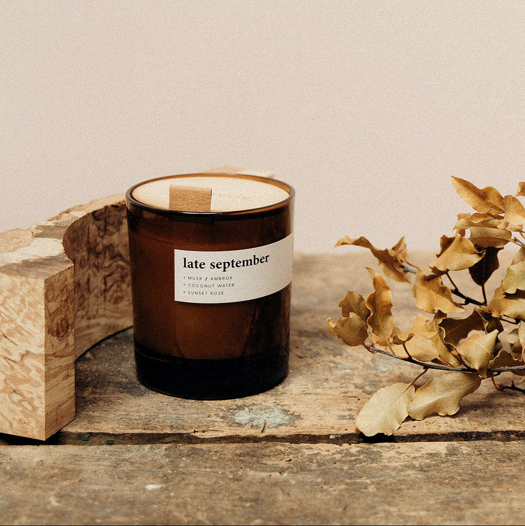 late september | coconut + rose premium soy candle